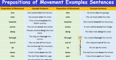 100 Prepositions of Movement Examples Sentences in English