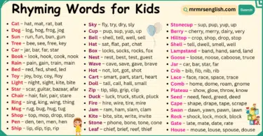 500 Rhyming words for Kids in English with Pictures