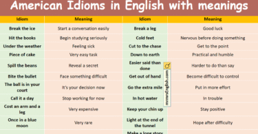 American Idioms in English with meanings and Pictures