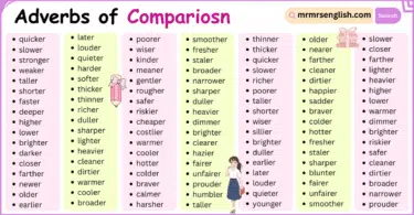 List of Adverbs of Comparison in English | 500 Comparison Adverbs