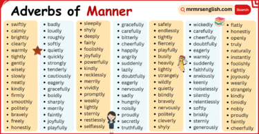 List of Adverbs of Manner in English | 500 Adverbs of Manner