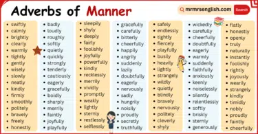 List of Adverbs of Manner in English | 500 Adverbs of Manner