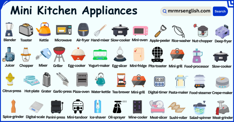 Mini Kitchen Appliances Names in English with Their Pictures