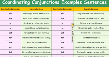 100 Coordinating Conjunctions Examples Sentences in English
