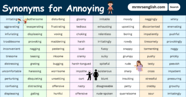100 Synonyms for Annoying in English with their Pictures