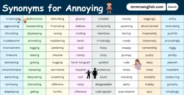 100 Synonyms for Annoying in English with their Pictures