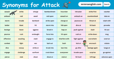 100 Synonyms for Attack in English with their Pictures