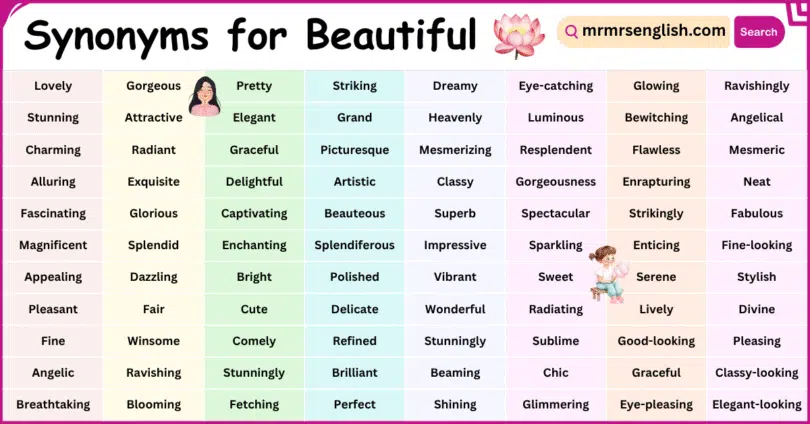 100 Synonyms for Beautiful​ in English with Pictures