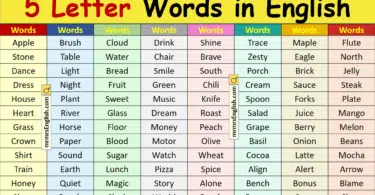 5 Letter Words in English - List of 500 words with Pictures