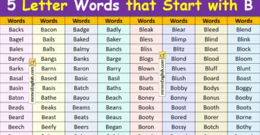5 Letter Words that Start with B in English with Pictures