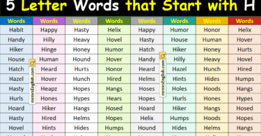 5 Letter Words that Start with H in English with Pictures