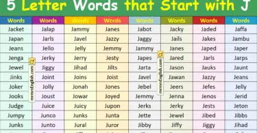 5 Letter Words that Start with J in English with Pictures