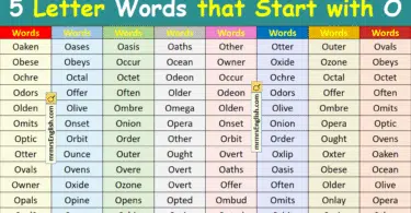 5 Letter Words that Start with O in English with Pictures