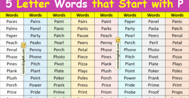5 Letter Words that Start with P in English with Pictures