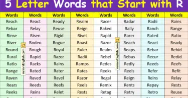 5 Letter Words that Start with R in English with Pictures
