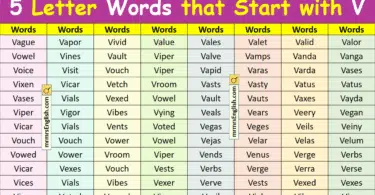 5 Letter Words that Start with V in English with Pictures