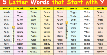 5 Letter Words that Start with Y in English with Pictures