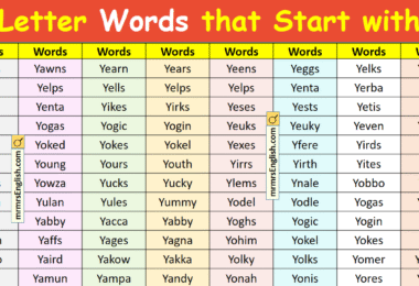 5 Letter Words that Start with Y in English with Pictures