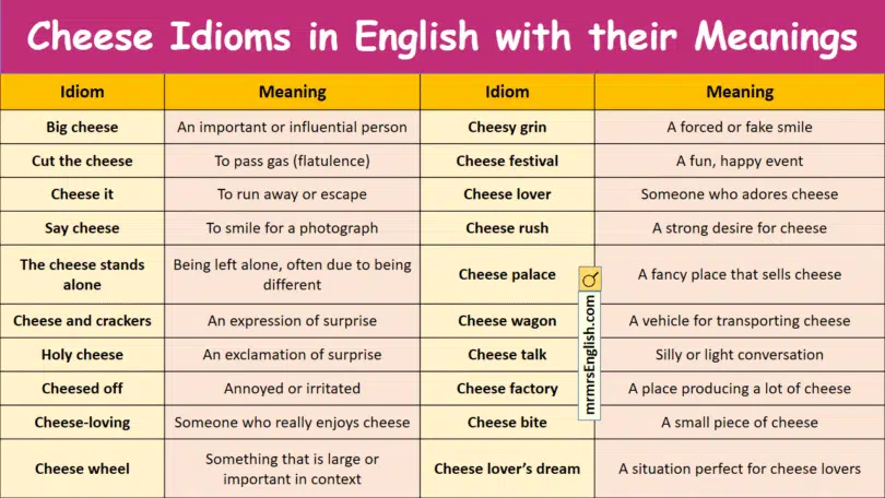 Cheese Idioms in English with their Meanings and Pictures
