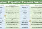 Compound Preposition Examples Sentences in English and Picture