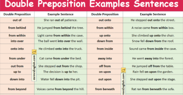 Double Preposition Examples Sentences in English with Pictures