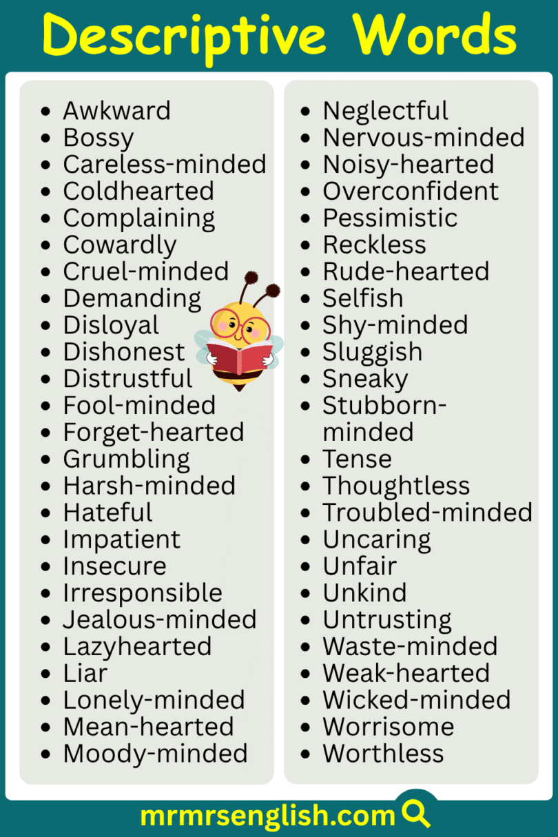 1000 Descriptive Words in English with Pictures - MR MRS ENGLISH