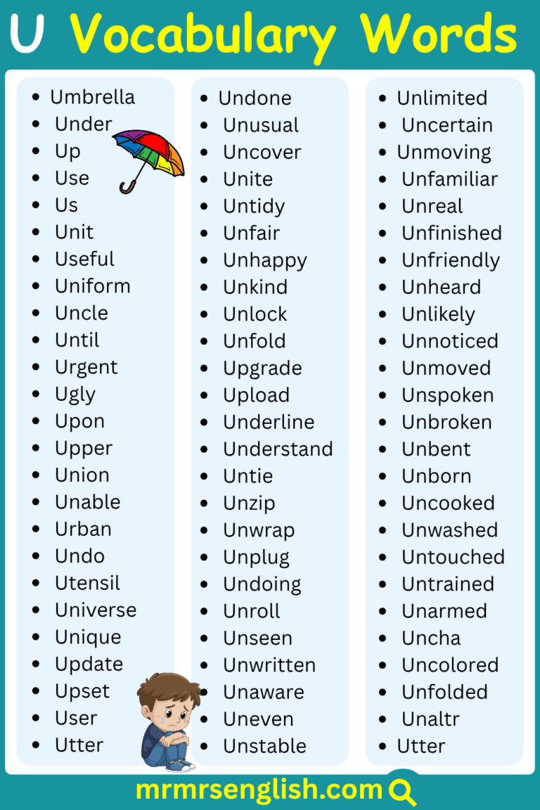 Vocabulary Words A To Z in English with Pictures - MR MRS ENGLISH