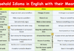 Household Idioms in English with their Meanings and Pictures
