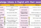 Knowledge Idioms in English with their meanings and Pictures