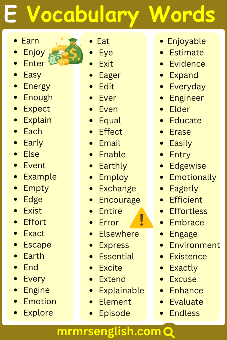 Vocabulary Words A To Z in English with Pictures - MR MRS ENGLISH