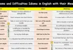 Problems and Difficulties Idioms in English with their Meanings