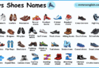 Shoes Names for Boys in English with Their Pictures