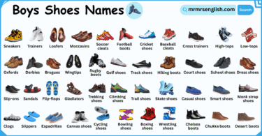 Shoes Names for Boys in English with Their Pictures