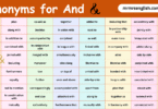 Synonyms for And in English with their Pictures