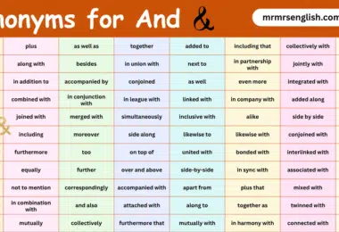 Synonyms for And in English with their Pictures