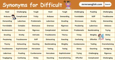 Synonyms for Difficult in English with their Pictures