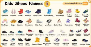 Types of Shoes Names for Kids in English with Pictures