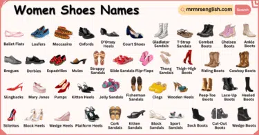 Types of Shoes Names for Women in English with Their Pictures