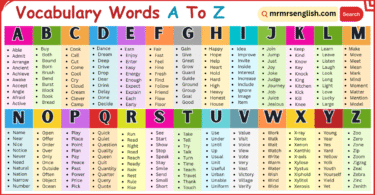 Vocabulary Words A To Z in English with Pictures