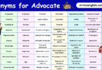 100 Synonyms for Advocate in English with their Pictures