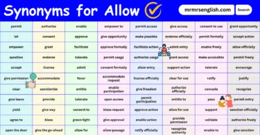 100 Synonyms for Allow in English with their Pictures