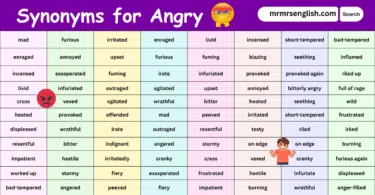 100 Synonyms for Angry in English with their Pictures