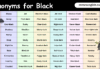 100 Synonyms for Black in English with their Pictures