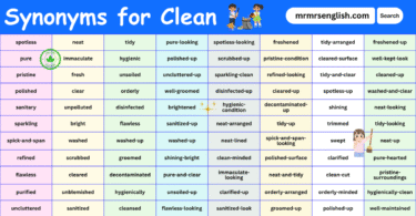 100 Synonyms for Clean in English with their Pictures