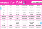 100 Synonyms for Cold in English with their Pictures