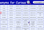 100 Synonyms for Curious in English with their Pictures