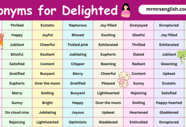 100 Synonyms for Delighted in English with their Pictures