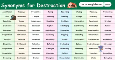 100 Synonyms for Destruction in English with their Pictures