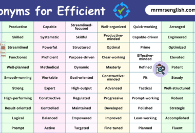 100 Synonyms for Efficient in English with their Pictures