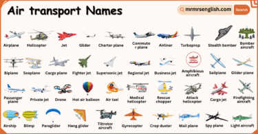 Air Transport Names in English with their Pictures